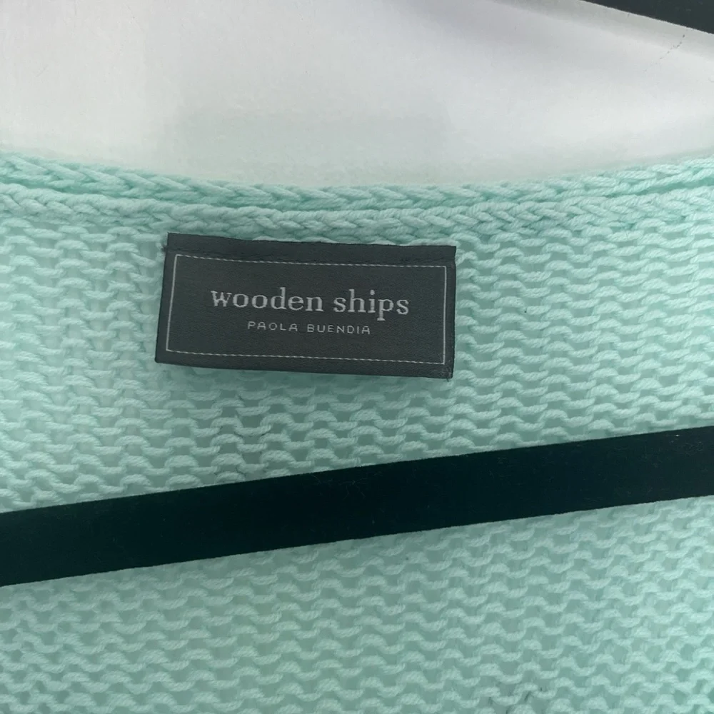 Wooden Ships Light Green Pineapple V-Neck Sweater - Picture 3 of 4